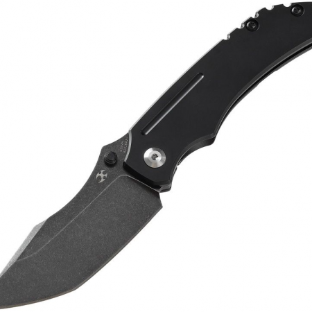 Kansept Knives – K1018A2 – Pelican EDC Framelock Stonewash Tanto Folding Knife – S35VN Titanium – Black