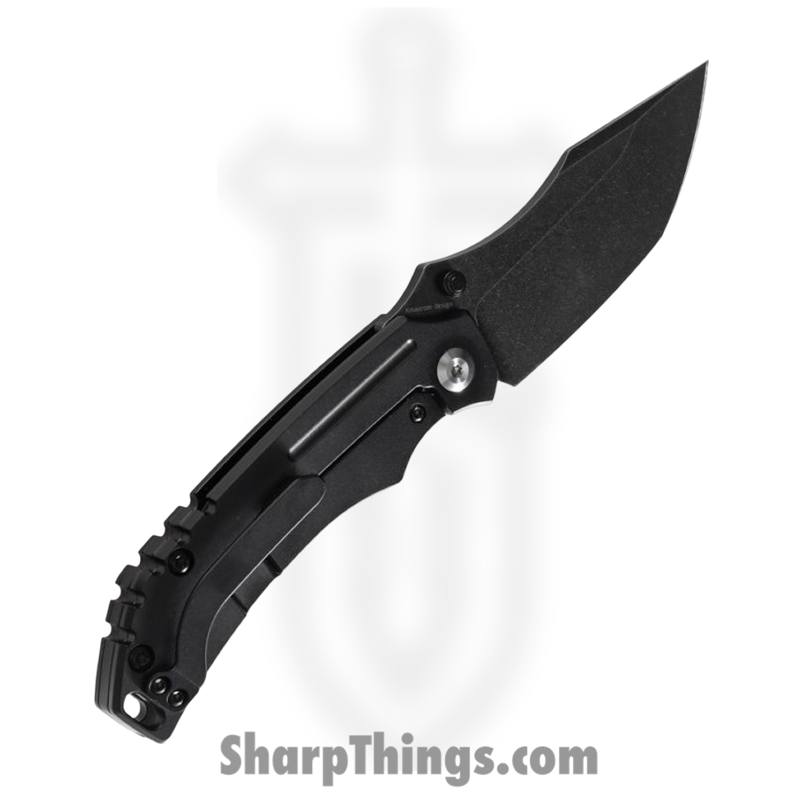 Kansept Knives - K1018A2 - Pelican EDC Framelock Stonewash Tanto Folding Knife - S35VN Titanium - Black - Image 2