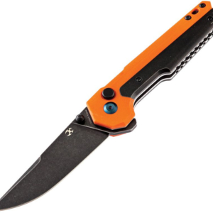 Kansept Knives – K2009A7 – EDC Tac Linerlock Coated Stonewash Drop Point Folding Knife- S35VN G10 – Orange and Black