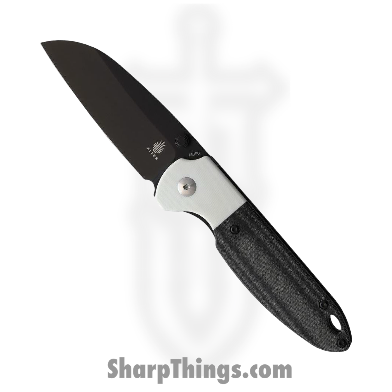 Kizer Cutlery - KIV3575A2 - Deviant - Folding Knife - M390 Stonewash Coated Sheepsfoot - G10 Micarta - Black White