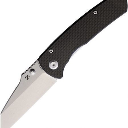 Kansept Knives – KT1015A3 – Main Street Linerlock Wharncliffe Folding Knife – Satin 154CM Carbon Fiber  – Black