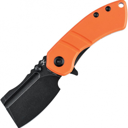 Kansept Knives – KT2030A7 – Korvid M Linerlock Folding Cleaver – TiCN Coated 154CM G10 – Orange and Black