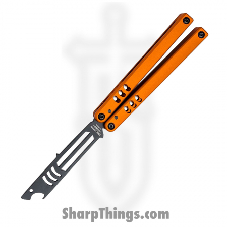 Squid Industries – 04TR04CK01OR – Mako V4.5 Inked Bottle Opener Balisong  Trainer – 304 Stainless 6061-T6 – Orange and Black