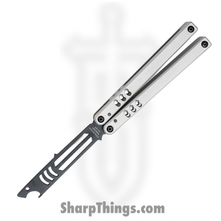 Squid Industries – 04TR04CK01SL – Mako V4.5 Inked Bottle Opener Balisong  Trainer – 304 Stainless 6061-T6 – Black and Silver
