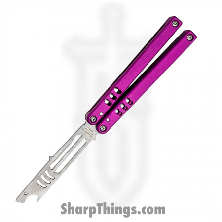 Squid Industries – 04TR04SW01PU – Mako V4.5 Bottle Opener Balisong Trainer – 304 Stainless 6061-T6 – Purple