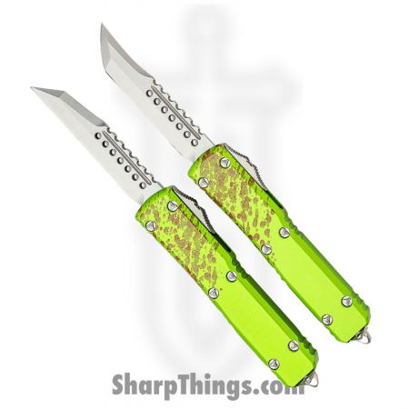 Microtech – 119-10SETZTS – Ultratech Hellhound and Warhound Stonewash Automatic Knife – Zombie Green