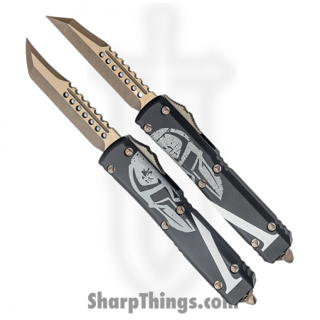 Microtech – 119-13SETMLS – Ultratech Hellhound and Warhound Apocalyptic Automatic Knife – Black Molon Labe Bronze