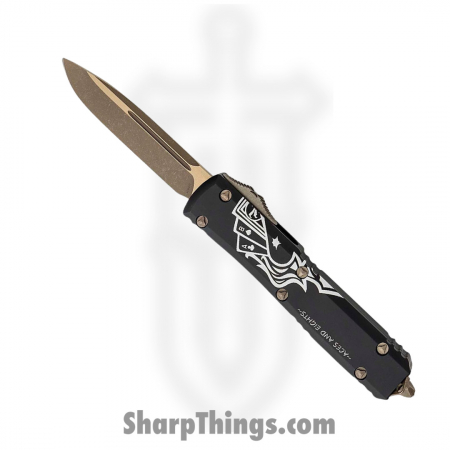 Microtech – 121-13DMS – Ultratech S/E Deadmans Hand Signature Series Automatic Knife – Apocalyptic Bronze and Black