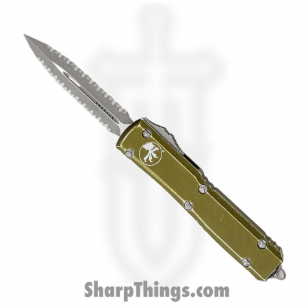 Microtech – 122-D12DOD – Ultratech D/E Apocalytpic Fully Serrated Automatic Knife – Distressed OD Green