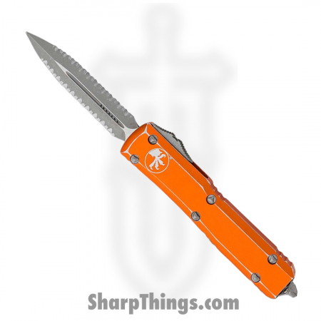 Microtech – 122-D12DOR –  Ultratech D/E Apocalytpic Fully Serrated Automatic Knife – Distressed Orange