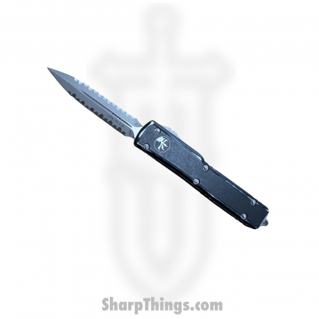 Microtech – 147-D12DBK – UTX-70 D/E Fully Serrated Automatic Knife – Apocalyptic Black Distressed