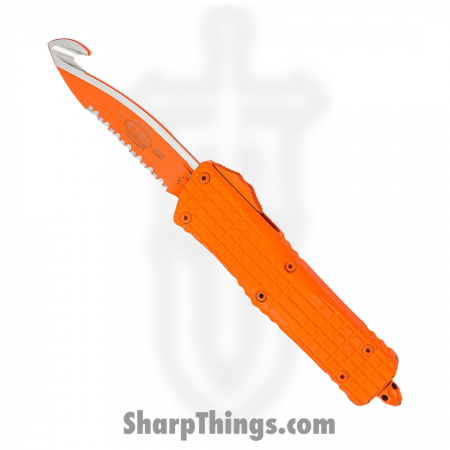 Microtech – 601-3CORHS – HS Rescue Tool Combat Troodon – Fully Serrated with Safety Cutter – Orange
