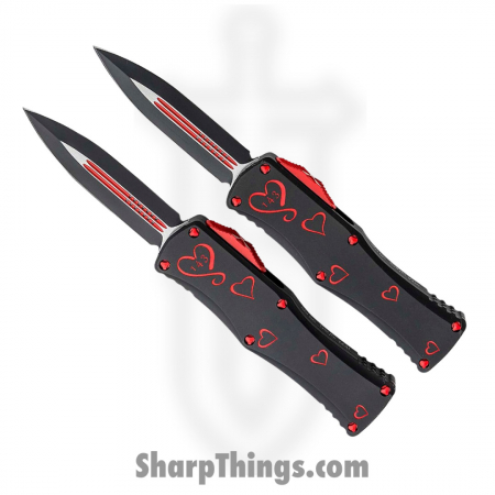 Microtech – 702-1SETTFS – Hera Twin Flames Signature Series Set – D/E Two Tone Coated – Black and Red