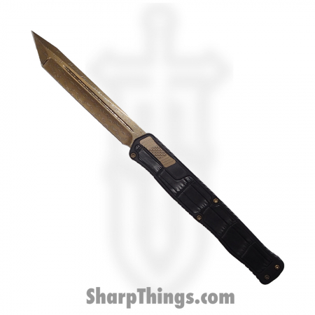 Heretic Knives – HKC23-23 – Automatic OTF – Custom Cleric II – Vegas Forge 3V Bronze Tanto Blade – Crocodile Inlay