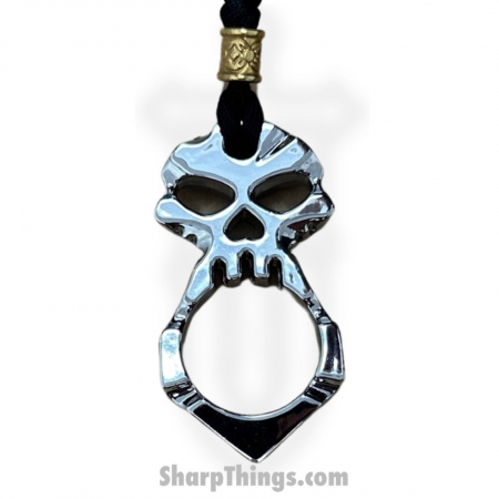 Misc – KN-04-SL-L – Lanyard Necklace One Finger Skull Knuckle Keychain – Silver