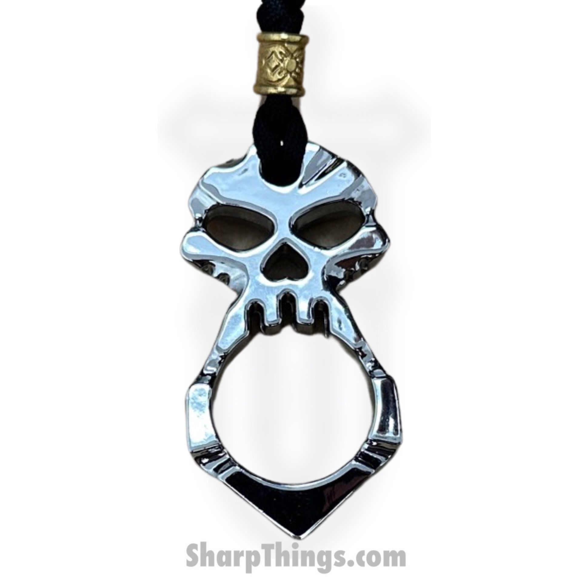 Misc - KN-04-SL-L - Lanyard Necklace One Finger Skull Knuckle Keychain -  Steel - Silver - Sharp Things OKC