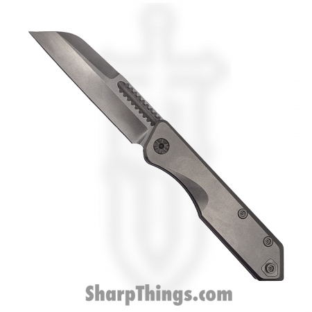 Heretic Knives – HKJNPRO323 – Custom Jinn Slip Joint Prototype – Magnacut Reverse Tanto – Tumbled Ti Scales