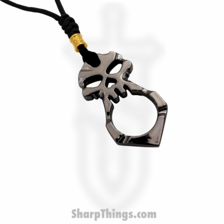Misc – KN-04-BK – Lanyard Necklace One Finger Skull Knuckle Keychain – Black