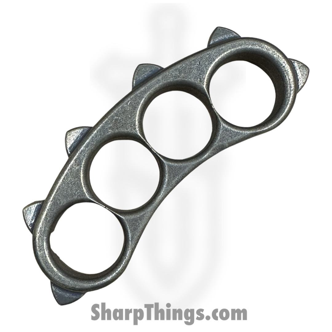 Stonewashed Knuckle Duster - Damascus Finish Brass Knuckles
