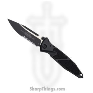 Microtech – 160-2T – Socom Elite Tactical Manual Folding Knife – Partial Serrated – Black