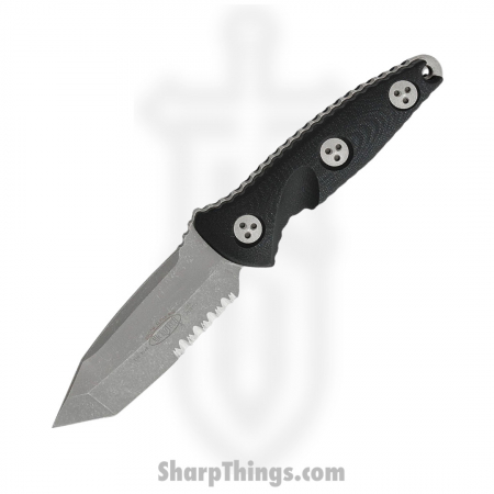 Microtech – 114M-11AP – Socom Alpha Mini Tanto Edge Partial Serrated Apocalyptic Fixed Blade Knife – G10 – Black