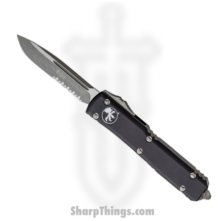 Microtech – 121-11AP – Ultratech Partially Serrated Automatic Apocalyptic Knife – Aluminum – Black