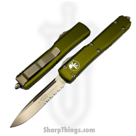 Microtech – 121-14OD – Ultratech S/E Partially Serrated Automatic OTF Knife – OD Green