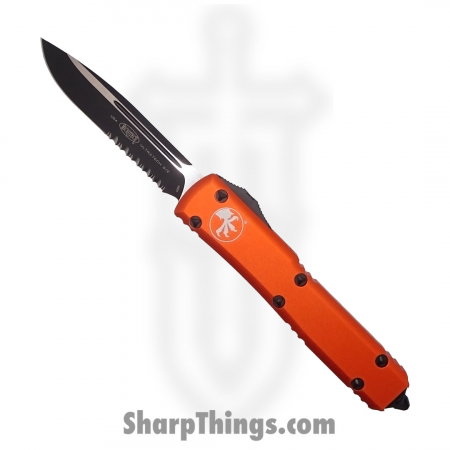Microtech – 121-2OR – Ultratech S/E Partially Serrated Automatic OTF Knife – Orange and Black