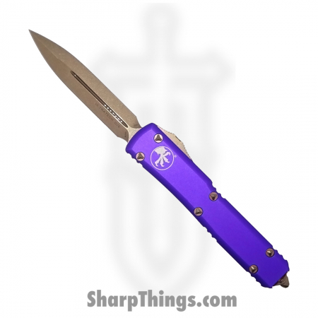 Microtech – 122-13PU – Ultratech D/E Dagger Automatic OTF Knife – Bronze and Purple