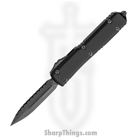 Microtech – 122-3DLCTS – Ultratech D/E Fully Serrated DLC Automatic OTF Knife – Aluminum – Black