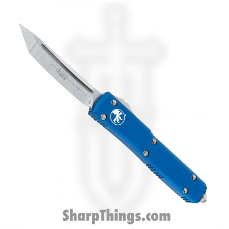 Microtech – 123-10BL – Ultratech Automatic OTF Tanto Edge Stonewash Knife – Blue