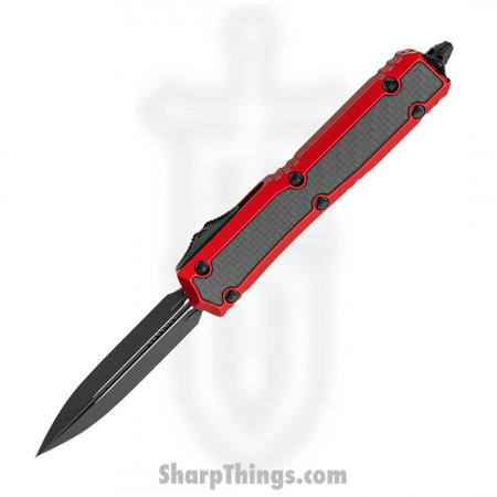 Microtech – 206-1RDCFIS – Makora 2021 D/E Signature Series Automatic OTF Knife – Aluminum with CF Inlay – Red and Black
