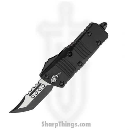 Microtech – 819-1TS – Mini Troodon Signature Series Hellhound Two-Tone Tanto Blade Automatic OTF Knife – Black