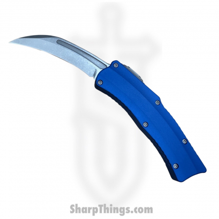 Heretic Knives – H060-2A-BLU – Roc- Curved OTF Automatic – Magnacut Stonewash – Blue
