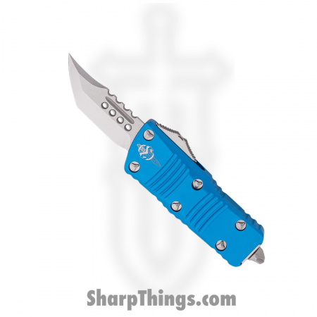 Microtech – 819-10BLS – Troodon Mini Signature Series Stonewash Hellhound Tanto Blade Knife – Blue