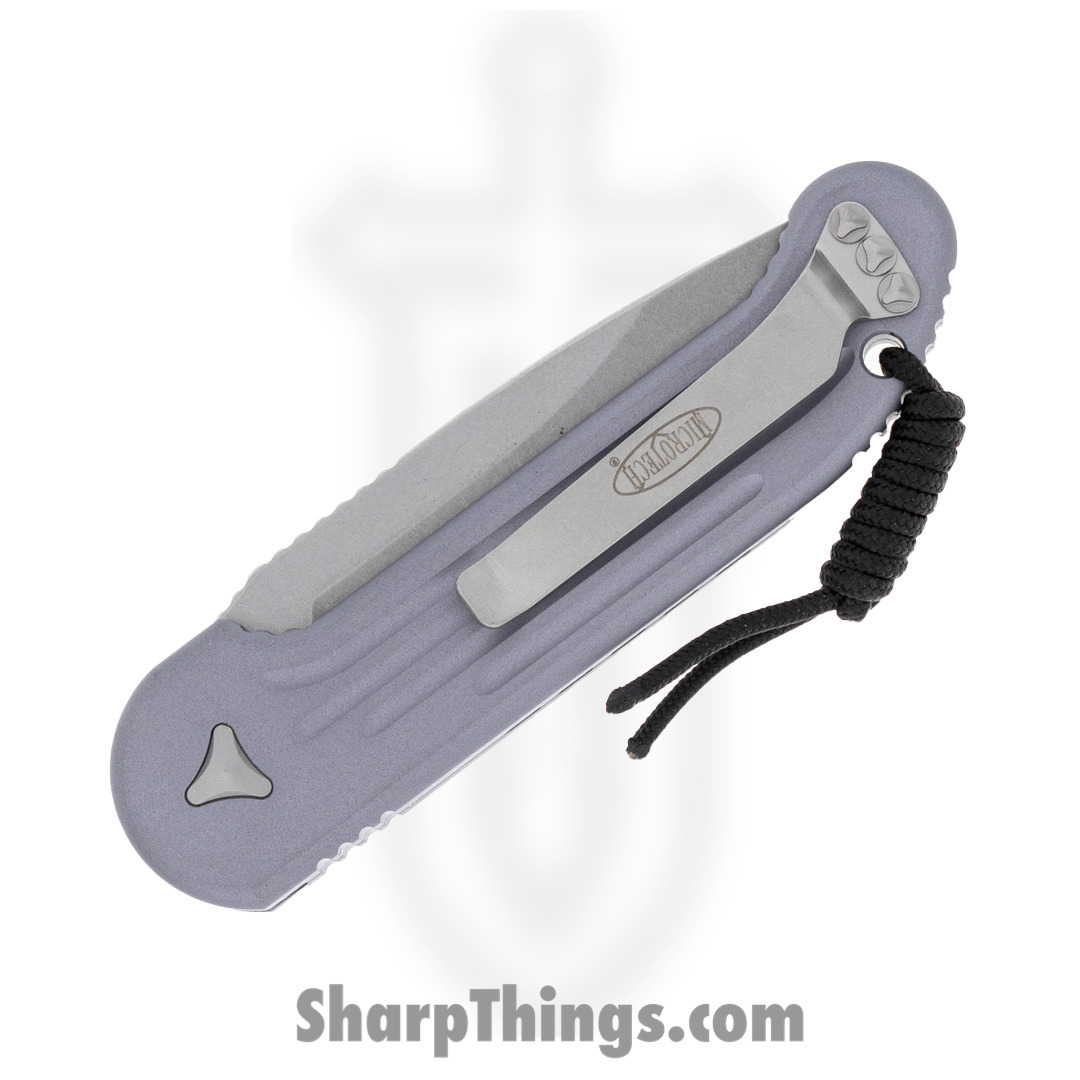 Microtech - 135-10GY - L.U.D.T. - Automatic Knife - Elmax, M390, 204P Stonewash Drop Point - 6061-T6 Aluminum - Gray - Image 4