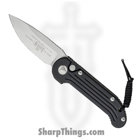 Microtech – 135-10 – LUDT – Automatic Knife – Stonewash Standard Edge Knife – 6061-T6 Aluminum – Black