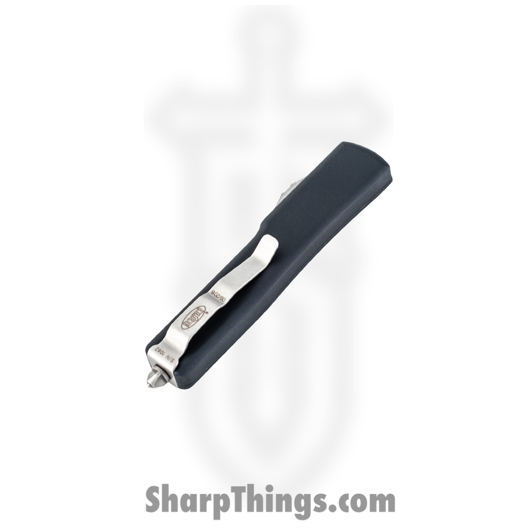 Microtech - 148-11 - UTX-70 - OTF Auto - Elmax, M390, 204P Stonewash Drop Point - 6061-T6 Aluminum - Black - Image 4