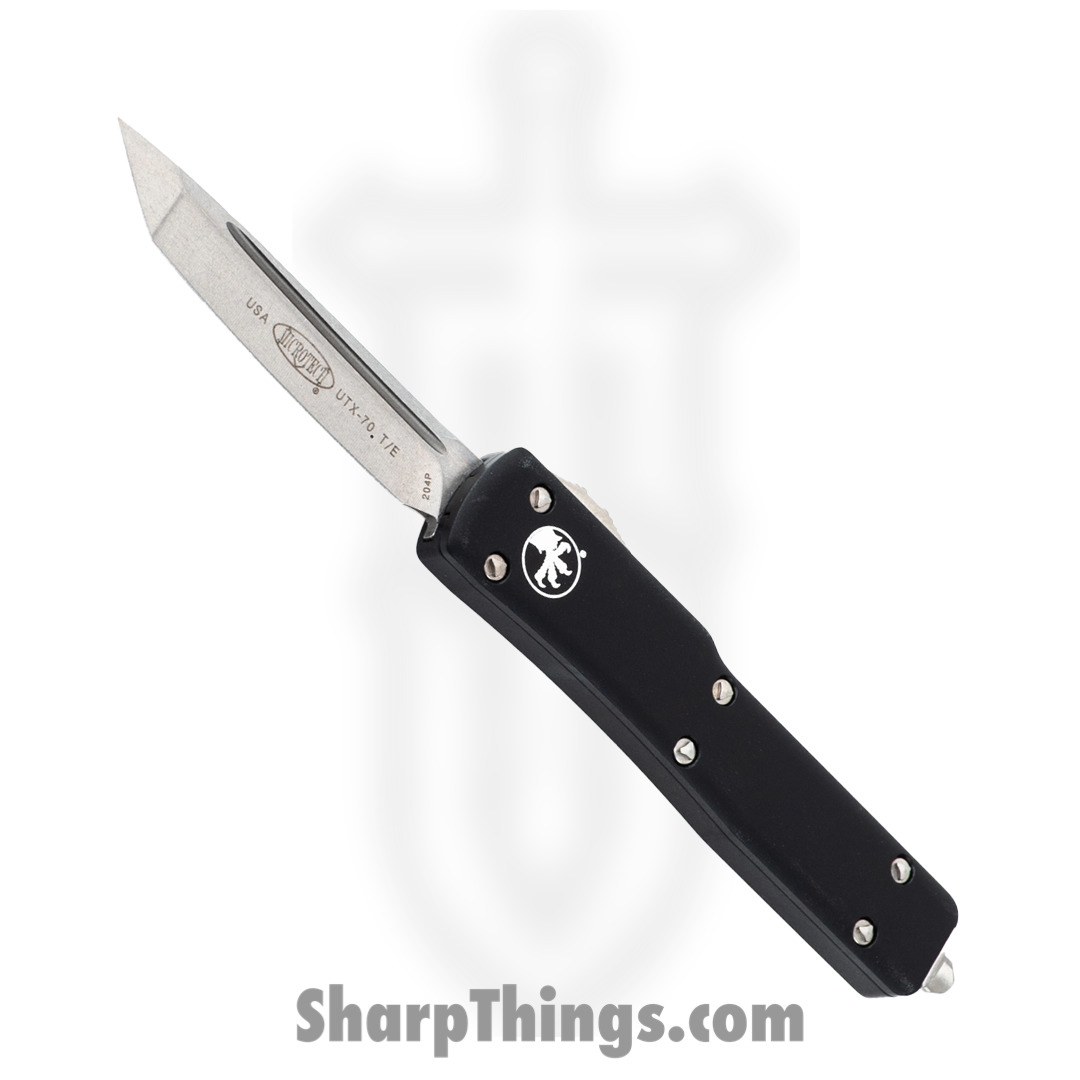 Microtech - 149-10 - UTX-70 - OTF Auto - Elmax, M390, 204P Stonewash Tanto - 6061-T6 Aluminum - Black