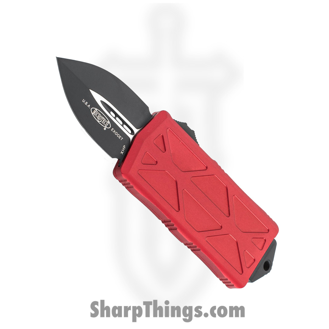 Microtech - 157-1RD - Exocet Money Clip - OTF Auto - Elmax, M390, 204P Coated Dagger - 6061-T6 Aluminum - Red