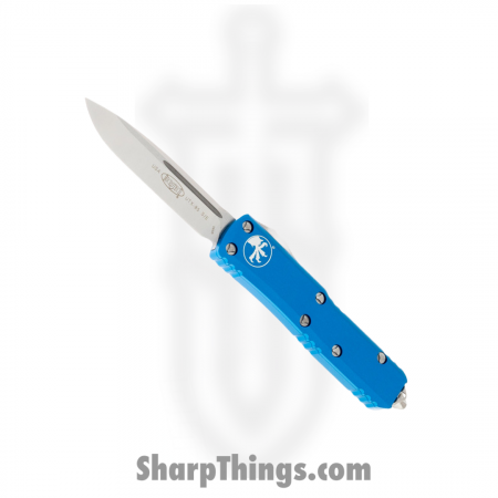 Microtech – 231-4BL – UTX-85 Auto OTF Satin Drop Point Blade Knife – Blue