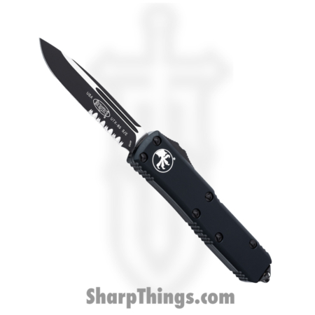 Microtech – 231-2T – UTX-85 – OTF Auto – Elmax, M390, 204P Two Tone Drop Point – 6061-T6 Aluminum – Black