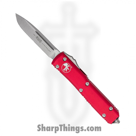 Microtech – 121-10RD – Ultratech OTF S/E Automatic Stonewash Drop Point Knife – 6061-T6 Aluminum – Red