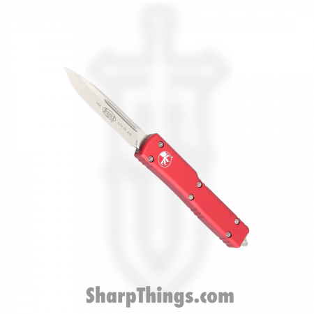 Microtech – 148-10RD – UTX-70 Automatic OTF Stonewash Drop Point Knife – Red