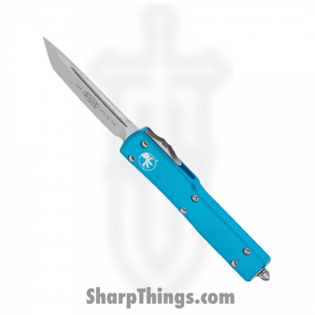 Microtech – 148-10TQ – UTX-70 Automatic OTF Stonewash Drop Point Knife – Turquoise