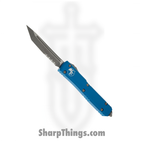 Microtech – 123-11APBL – Ultratech Automatic OTF Combo Tanto Apocalyptic Knife – Blue