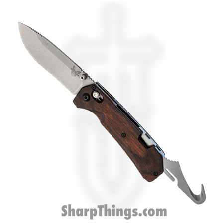 Benchmade – 150602 – Hunt Grizzly Creek with Gut Hook – Folding Knife – S30V Stonewash Drop Point – Dymondwood – Brown