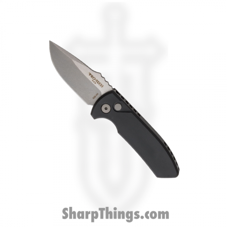 ProTech – LG401 – Les George Short Bladed Rockeye – Automatic Knife – S35VN Stonewash Drop Point – 6061-T6 Aluminum – Black