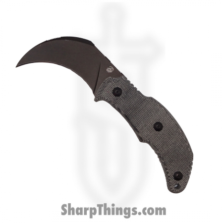 Bastinelli Creations – BC-40-PVD – Primal – Fixed Blade Knife – N690 Coated Hawkbill – Canvas Micarta – Black