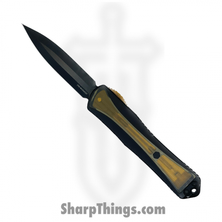 Heretic Knives  – H032-6A-Ultem – Mantixore X – Magnacut DLC Double Edge – 6061-T6 Ultem Inlay – Black and Yellow